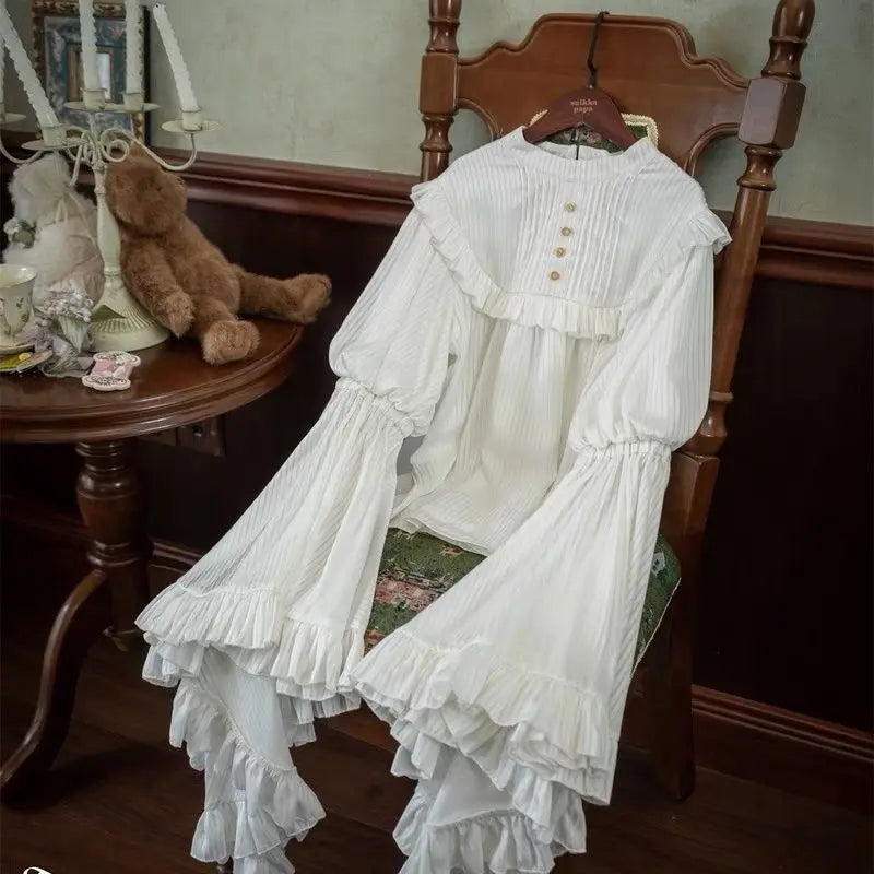 The Tuileries Big Swing Skirt | French Lolita High-Waist Maxi | Patchwork Lace Ankle-Length Saia | Parisian Princess
