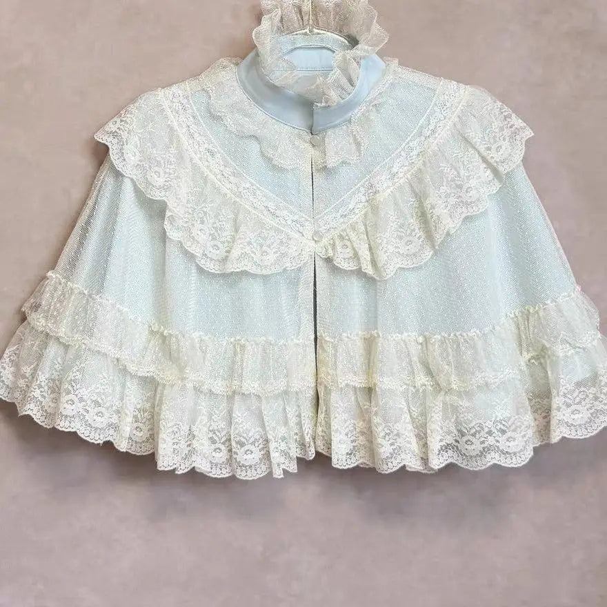 The Petit Cloche Lace Blouse | Bow Cloak Cape Top | Lolita Streetwear Shirt | Parisian Princess