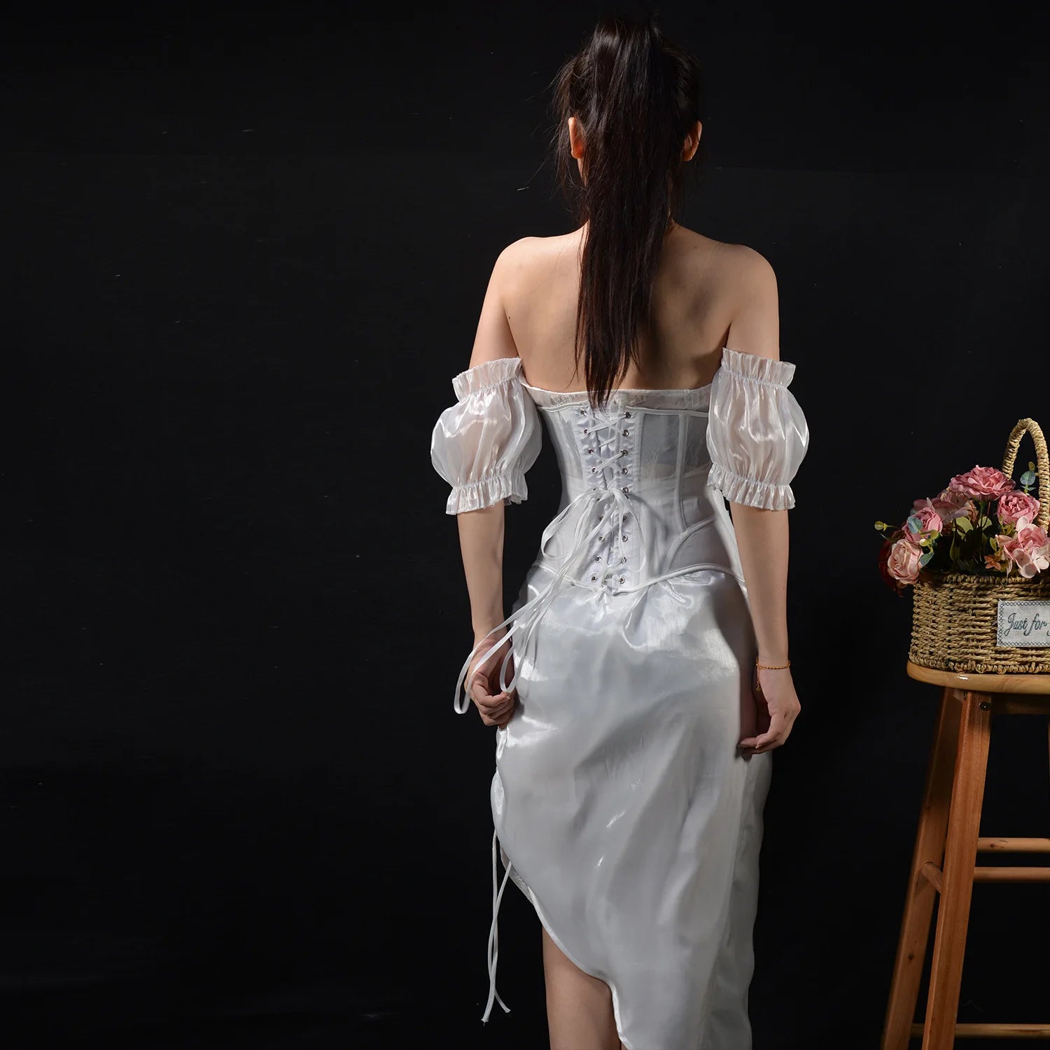 Women Abdomen Tight Corset Crops Under Bust Bustiers Breathable Mesh Waist Girdle With Bones Slimming Lace Up Bodices