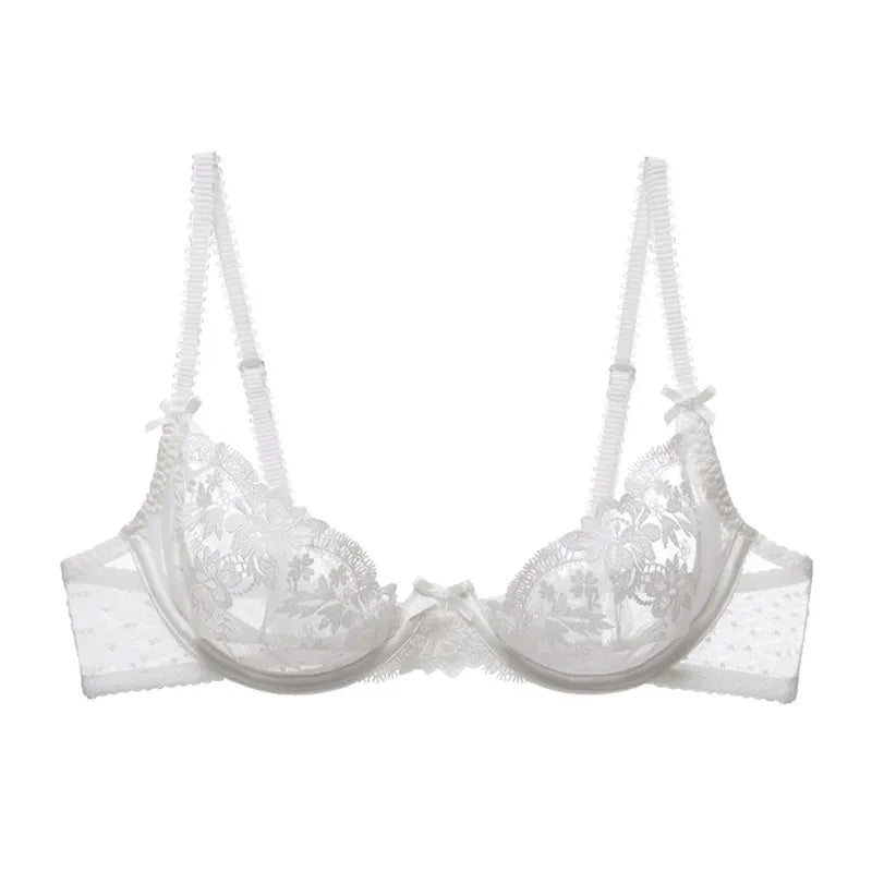 The Jardin Floral Lace Bra & Brief Set | Push-Up Underwire 3/4 Cup | Lace Lingerie | Black & White | Parisian Princess