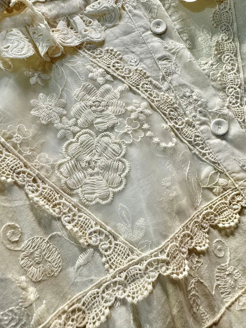 Cottagecore Cotton Autumn Ruffled Lace Sweet Lolita Midi Dress Female Rococo Victorian Parisian Goblincore French Long Dress