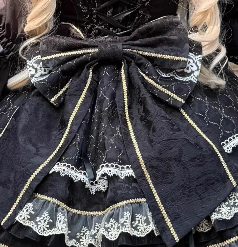 Original Gothic Cos Suspender Dress Jsk Summer New Female Slim-Fit Elegant Cute Bow Cake Dresses Women's Lolita Birthday Dress