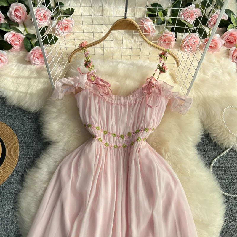 The Romantic "Enchanted" French Long Dress | Sweet Fairy Birthday Gown & Gentle Romantic Style | Parisian Princess