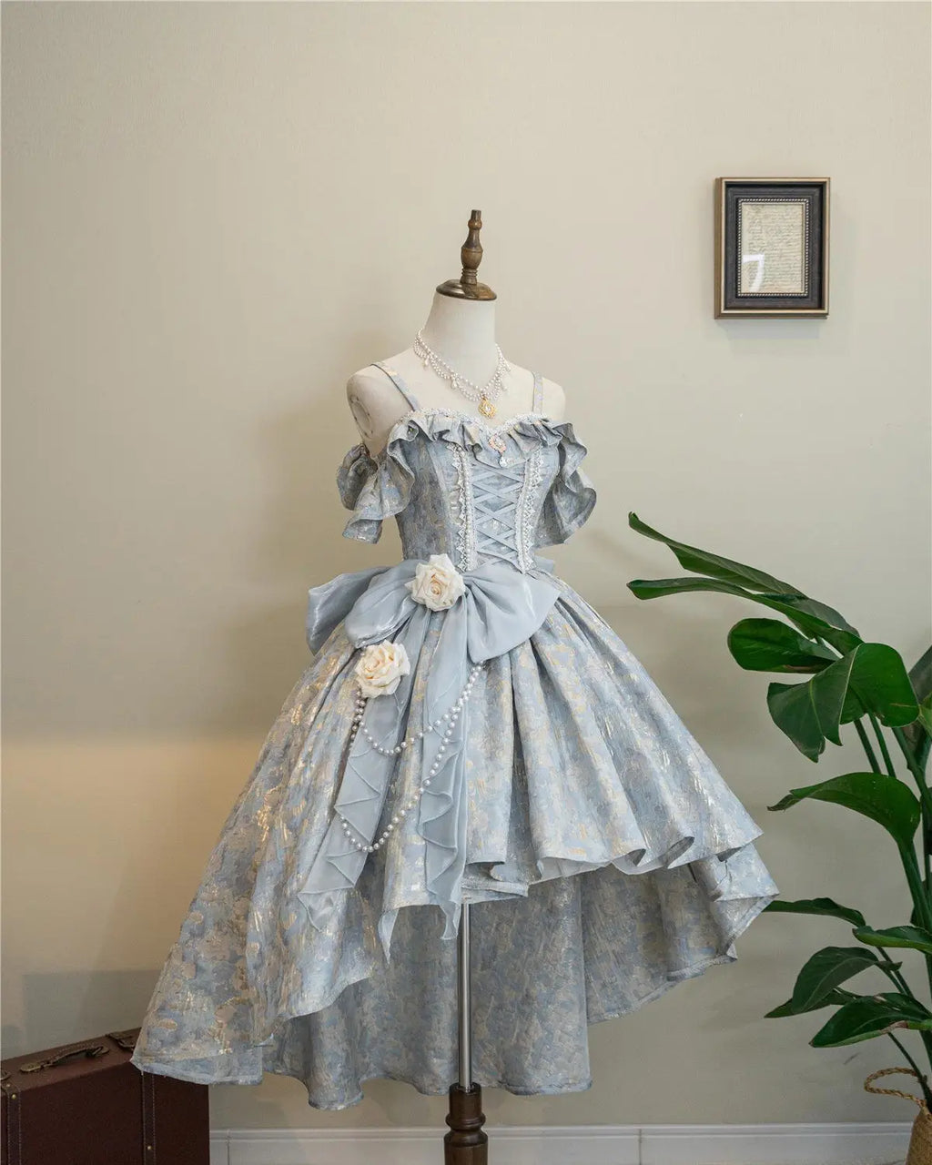 Lolita Original Princess Dress Fashion Sweet Flower Bead High Waist Slim Long Suspender Dress Wedding Gorgeous Adult Party Dress