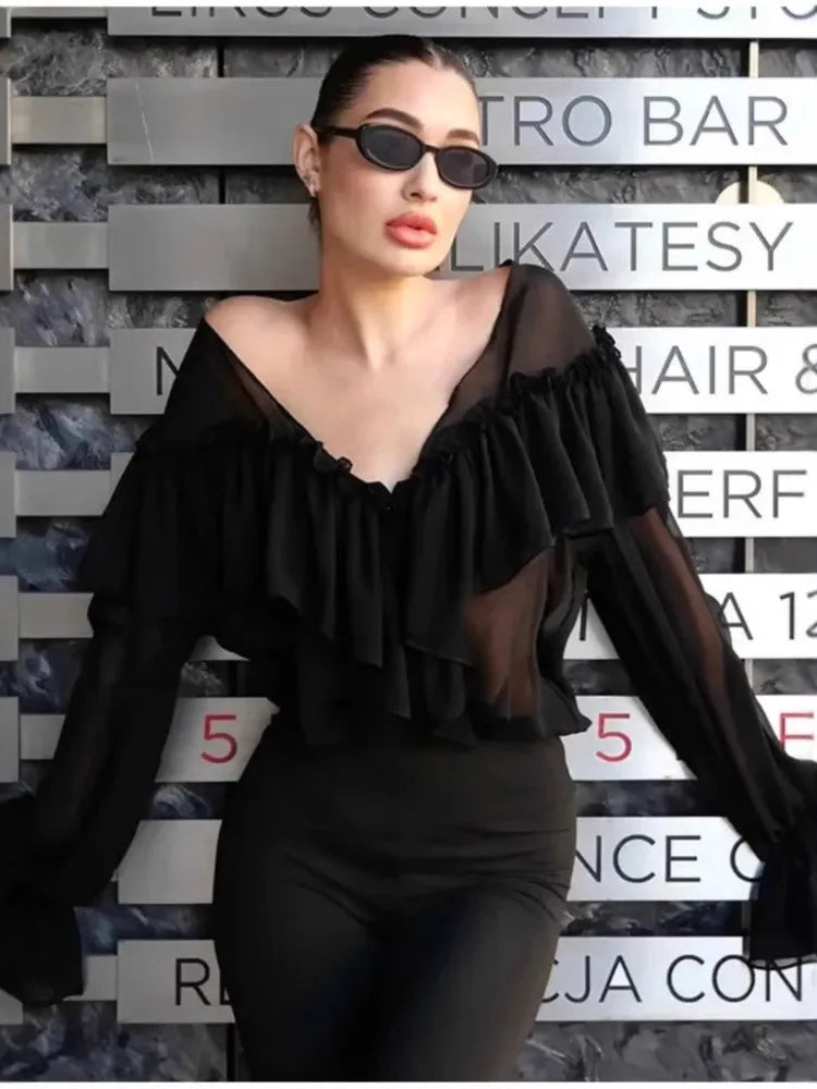 The Éclat Summer Tiered Blouse | French V-Neck Gauze Top | Ethereal Loose Fit Manteau | Parisian Princess