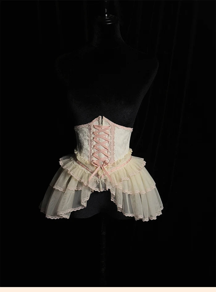 The Versailles Layered Tulle Corset | Jacquard Lace-Up Bustier | Pre-Order Exclusive | Parisian Princess