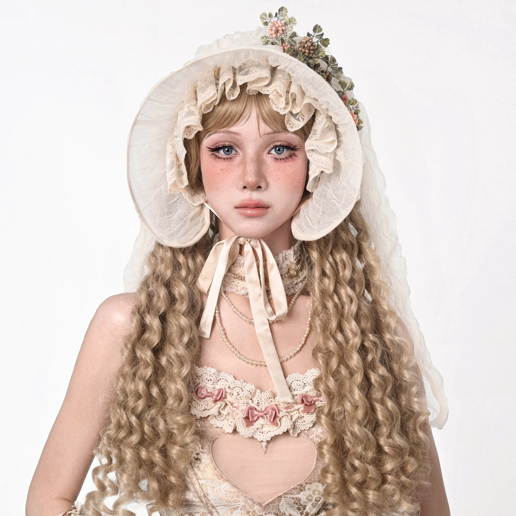 The Parisian Lace Fedora | Elegant Lolita Sweet Floral Sun Hat | European Retro Mesh Round Fedora | Parisian Princess