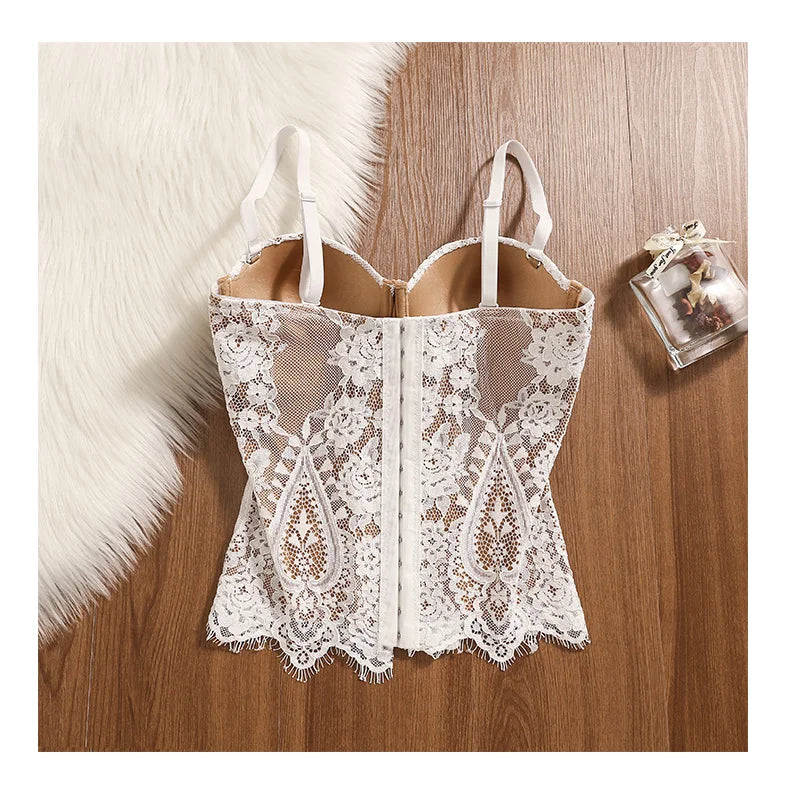 The Versailles Floral Lace Bustier | Sweet Corset Crop Top | Everyday Shaping Top | Parisian Princess