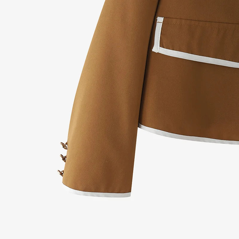 Parisian Elegant Blazer Double Breasted Long Sleeve Coats Women Fashion Bow Office Outerwear 2025 Casual Street Jackerts