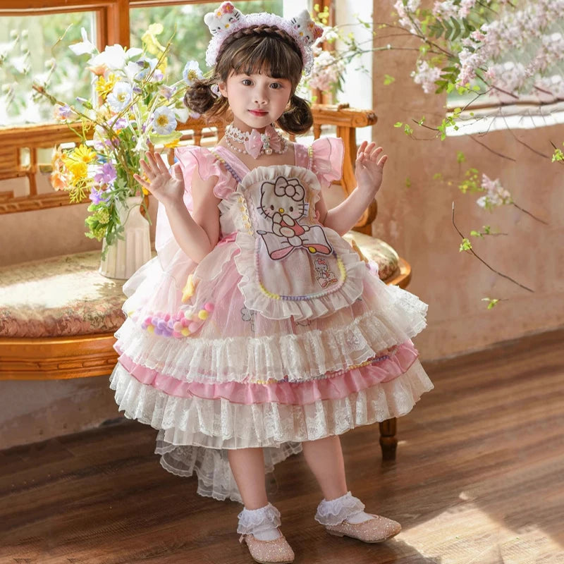 cute Hello Kitty Dress Lolita Girls Party Skirt Girl Kid's Dress Children's Clothes Girls Clothes Kawaii Anime Birthday Gift