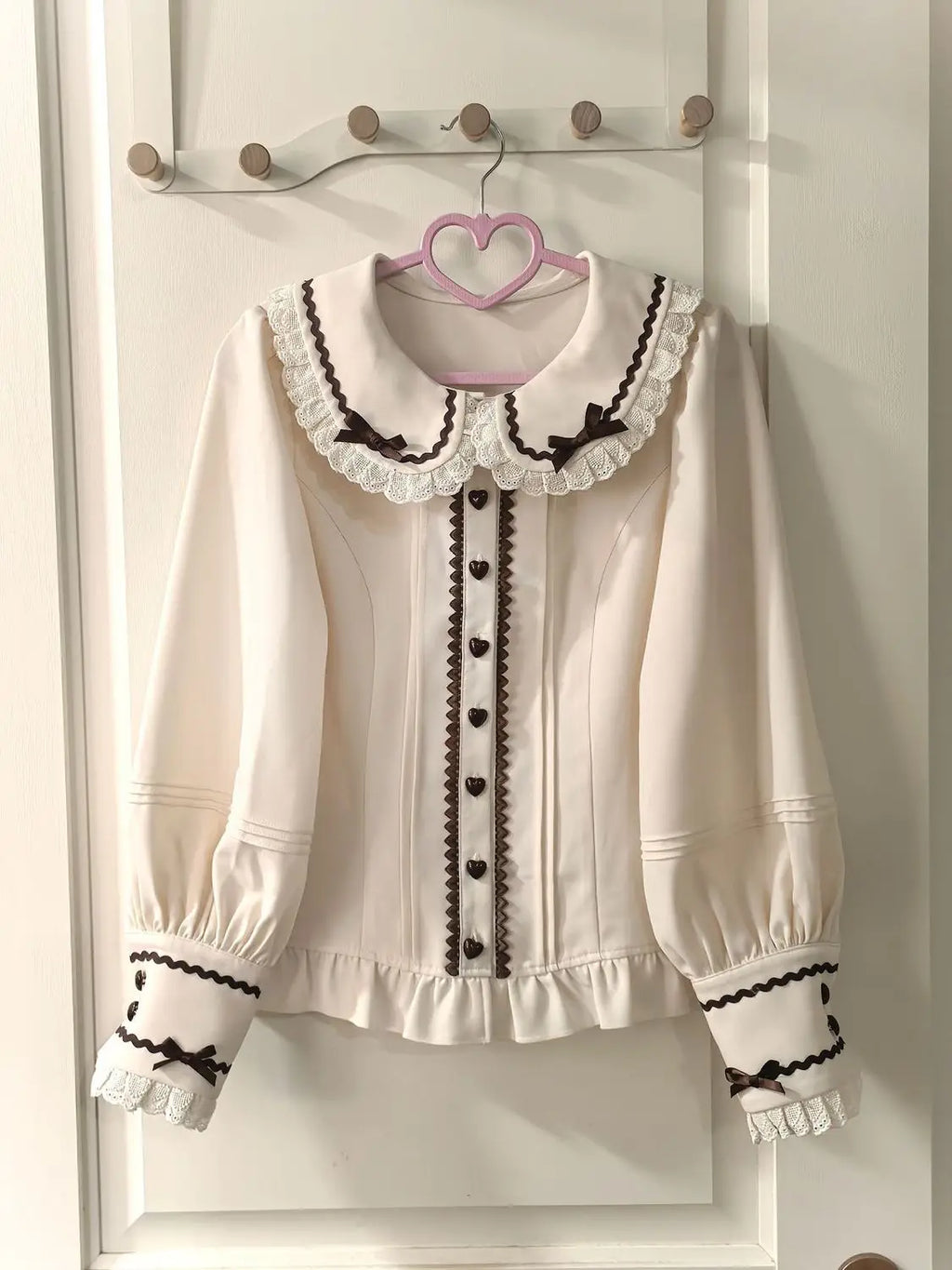 The Amélie Ruffled Chiffon Blouse | V-Neck Puff Sleeve Lolita Shirt | Sweet Parisian Top | Parisian Princess