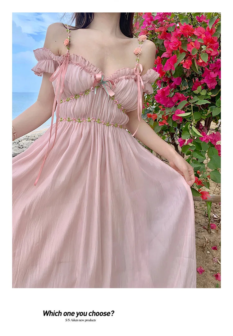 The Romantic "Enchanted" French Long Dress | Sweet Fairy Birthday Gown & Gentle Romantic Style | Parisian Princess