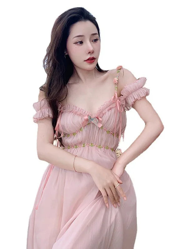 The Romantic "Enchanted" French Long Dress | Sweet Fairy Birthday Gown & Gentle Romantic Style | Parisian Princess