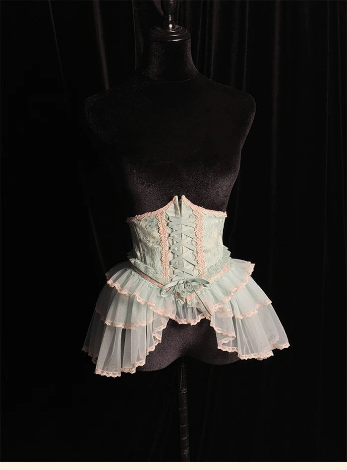 The Versailles Layered Tulle Corset | Jacquard Lace-Up Bustier | Pre-Order Exclusive | Parisian Princess