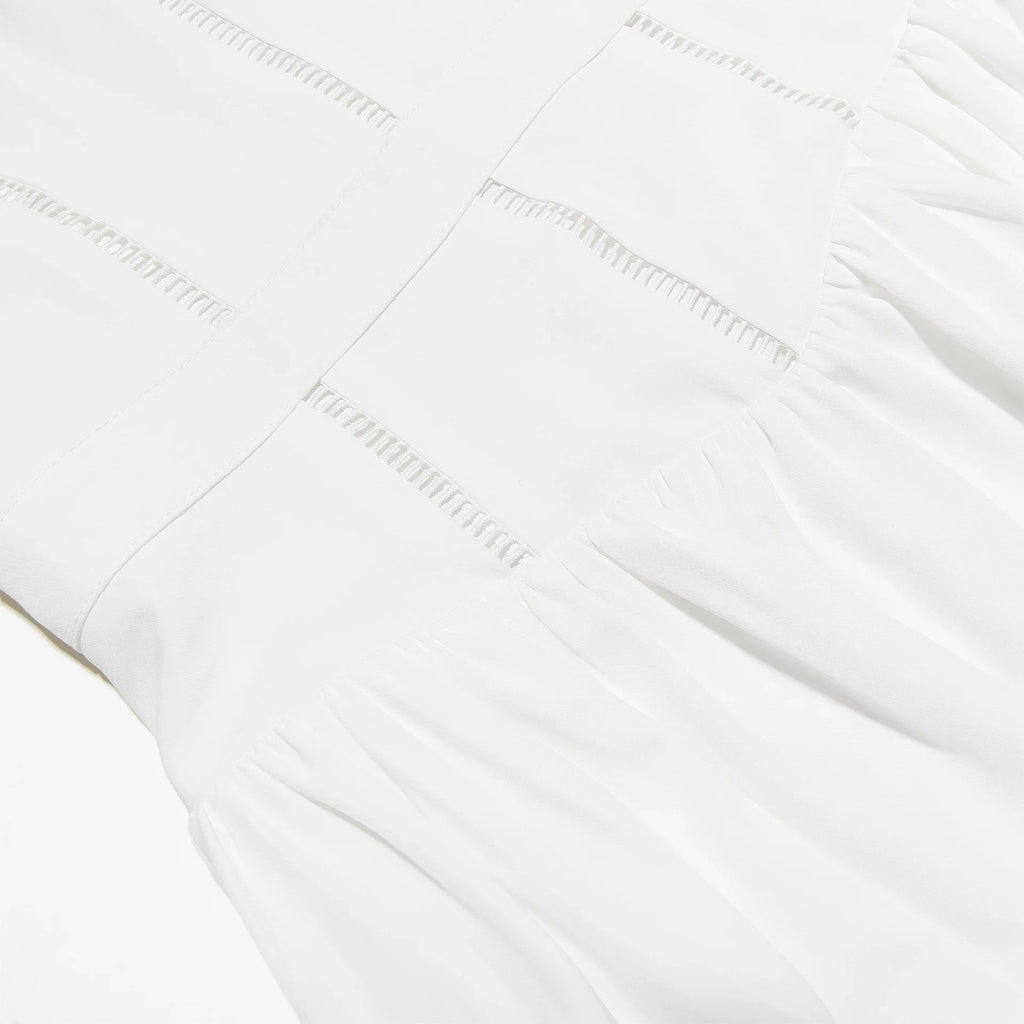 The Saint-Tropez Knotted Gown | French Corset-Detail Spaghetti Strap Mini | Flowy White Summer Beach Dress | Parisian Princess