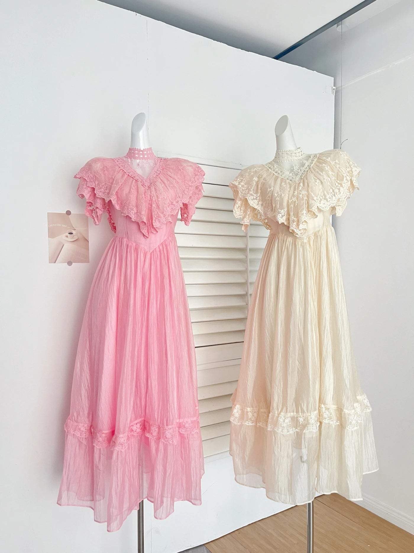 The Petal-Whisper Chiffon Gown: A Vintage Parisian Fairy Dress | Half-High Collar Lace Maxi | Parisian Princess