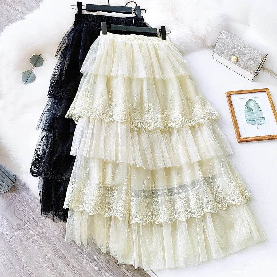 The Parisian Mesh Ankle Gown | French Elegant Knit Lace Dress | Acetate A-Line All-Season | Parisian Princess