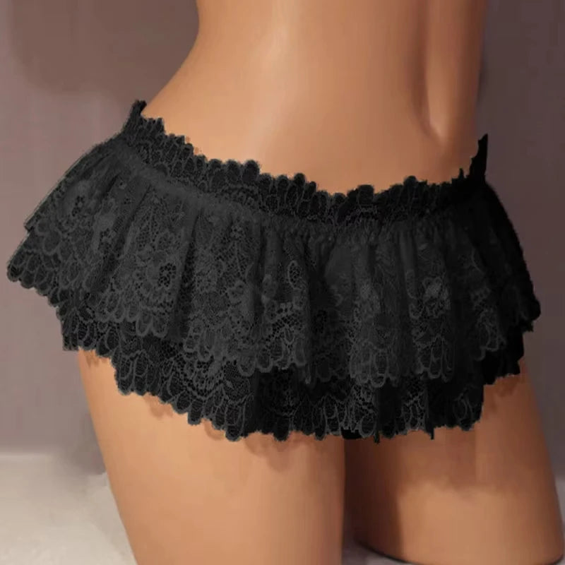 The Palace Muse Pleated Boudoir Set | Vintage Lace Mini & Low-Rise Ribbed Lingerie | Parisian Princess