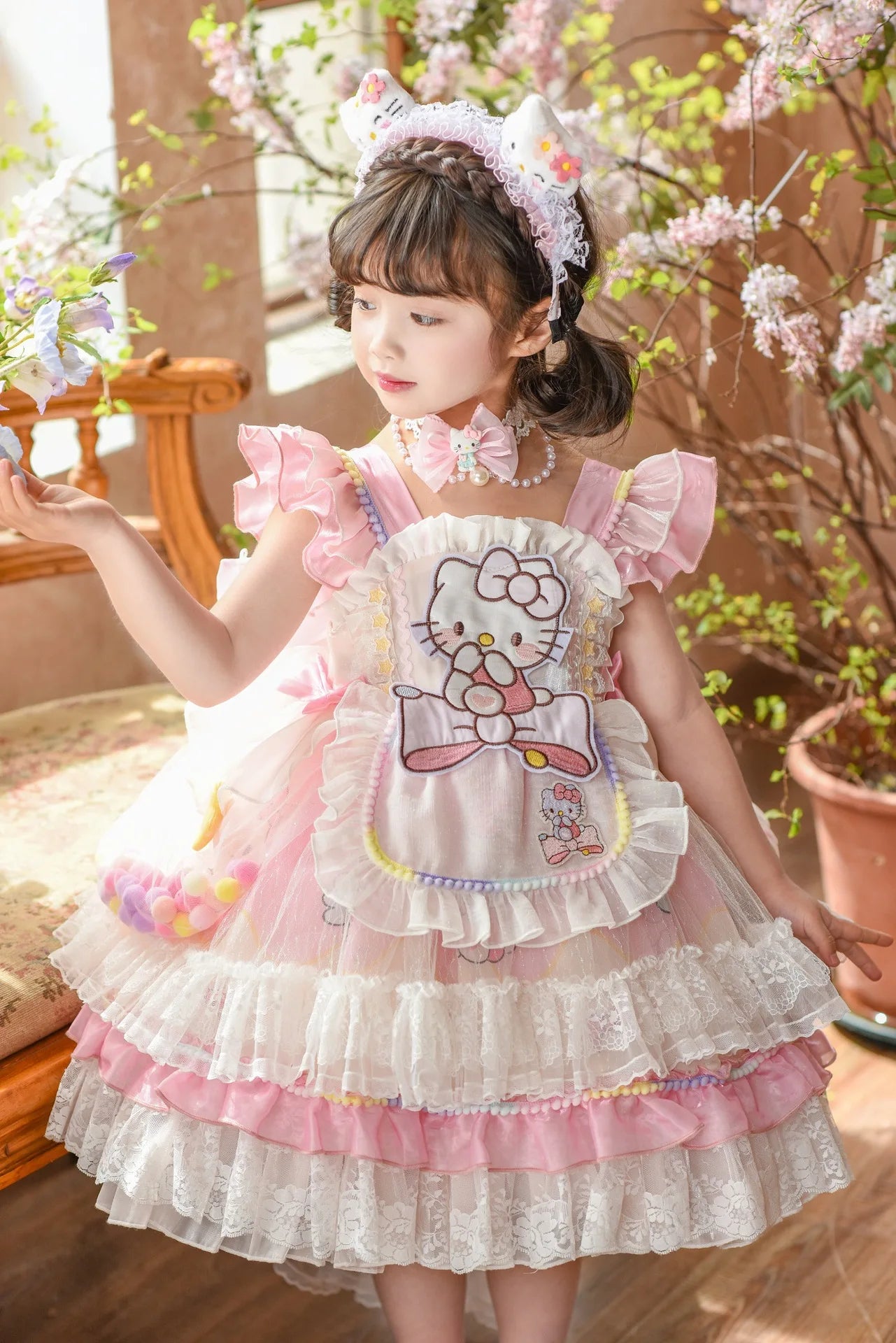 cute Hello Kitty Dress Lolita Girls Party Skirt Girl Kid's Dress Children's Clothes Girls Clothes Kawaii Anime Birthday Gift
