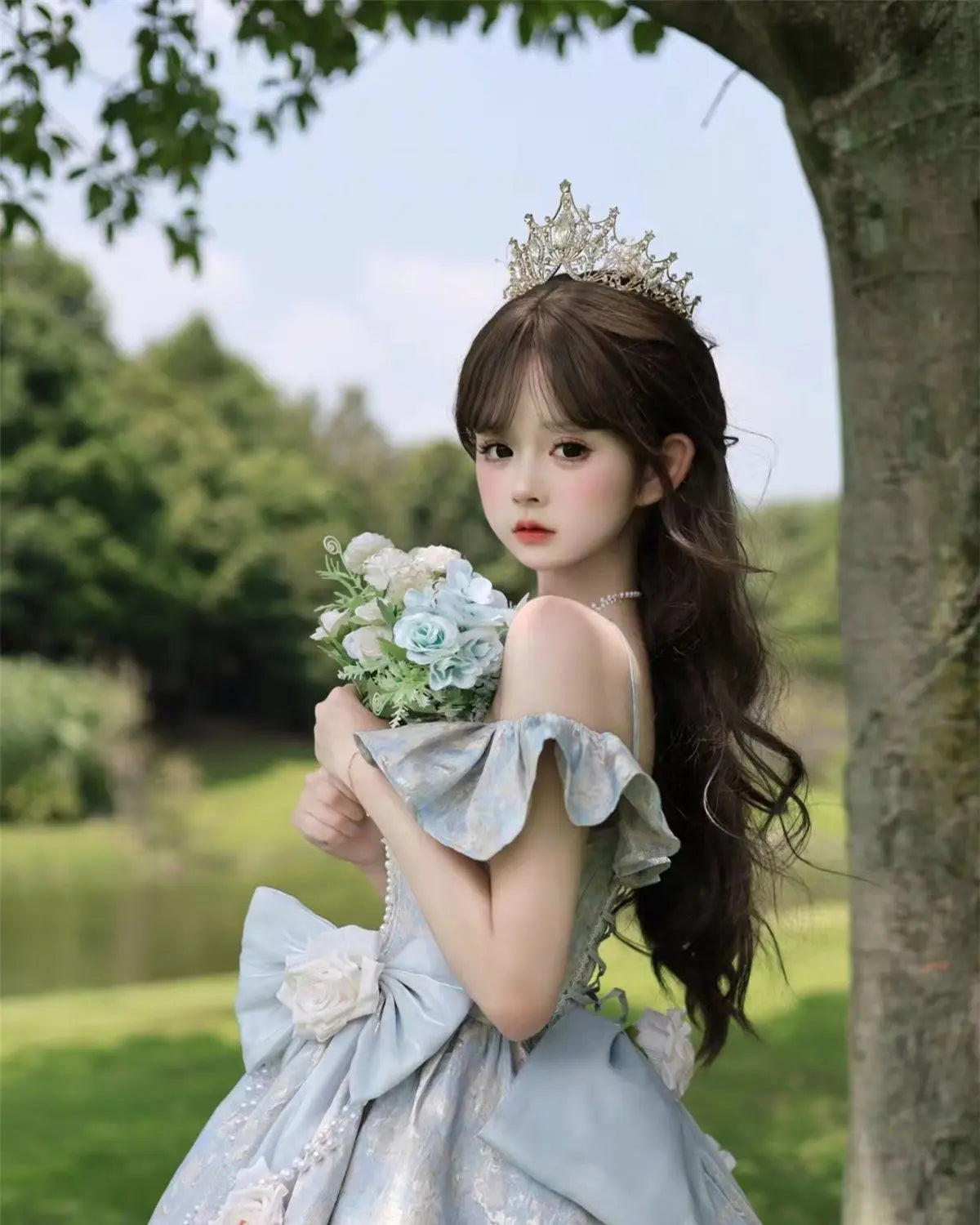 Lolita Original Princess Dress Fashion Sweet Flower Bead High Waist Slim Long Suspender Dress Wedding Gorgeous Adult Party Dress