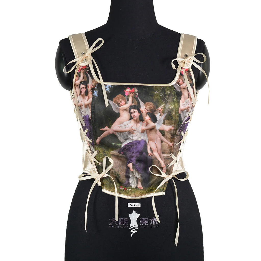 The Louvre Oil Painting Corset | French Art Print Bustier | Fishbone Waist Cincher | Parisian Princess