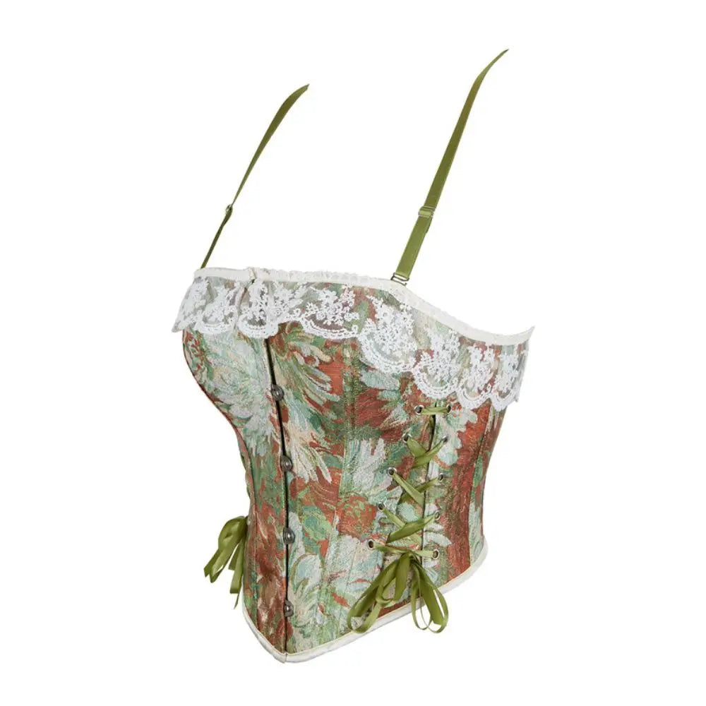 The Trianon Double-Halter Corset | French Lace Layering Strapless Top | Single-Layer Ribbon Back Bustier | Parisian Princess