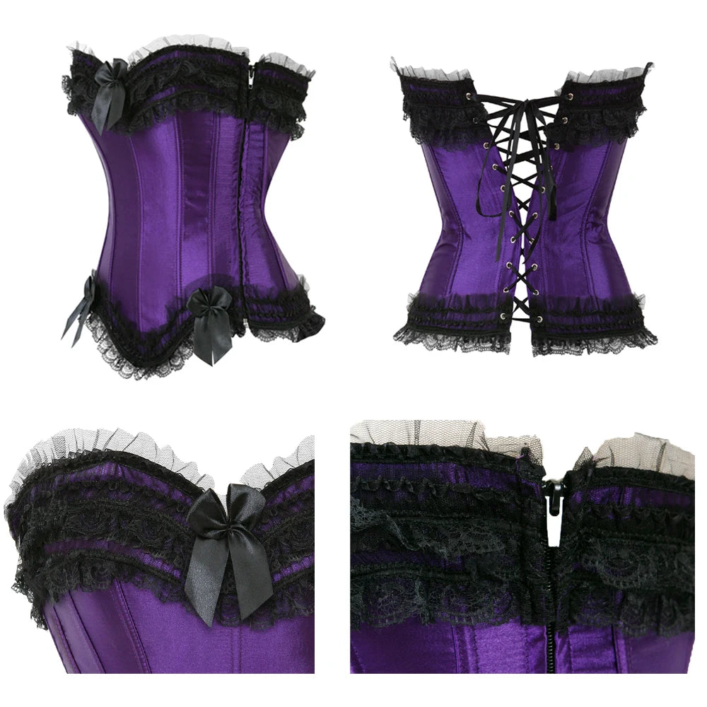 The Versailles Bowknot Bustier | Parisian Lace Showgirl Body Shaper | Gothic Satin Bridal Lace-Up Corset | Parisian Princess