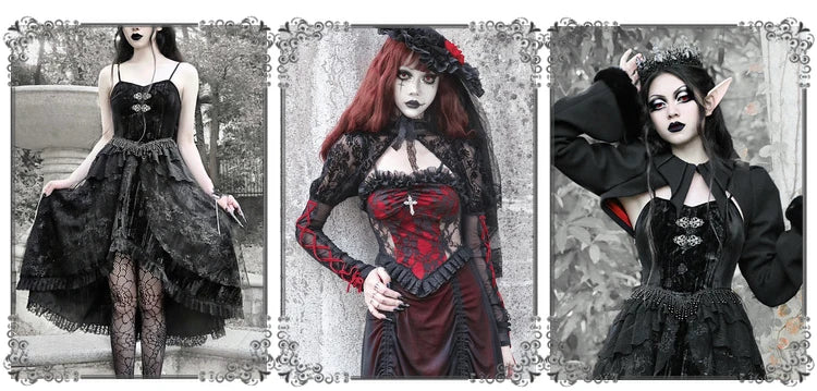 The Gothica Classical Noir Headdress | Heavy Lace Covering & Dark Veil Headband | Gothic Novelty Hairband | Parisian Princess