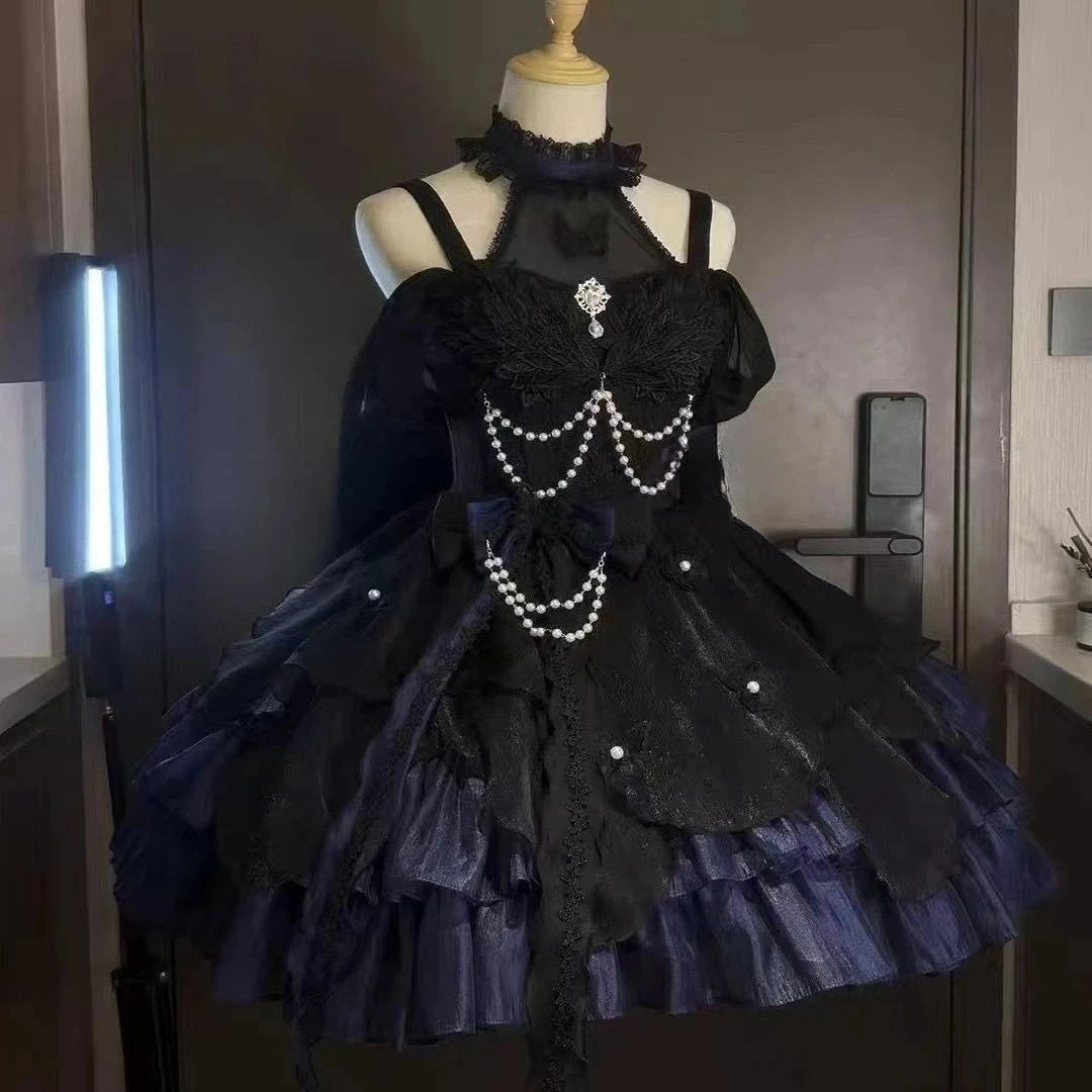 The Madeleine Lolita Mini | French Solid A-Line Party Dress | O-Neck Tatting Short Sleeve Vestido | Parisian Princess