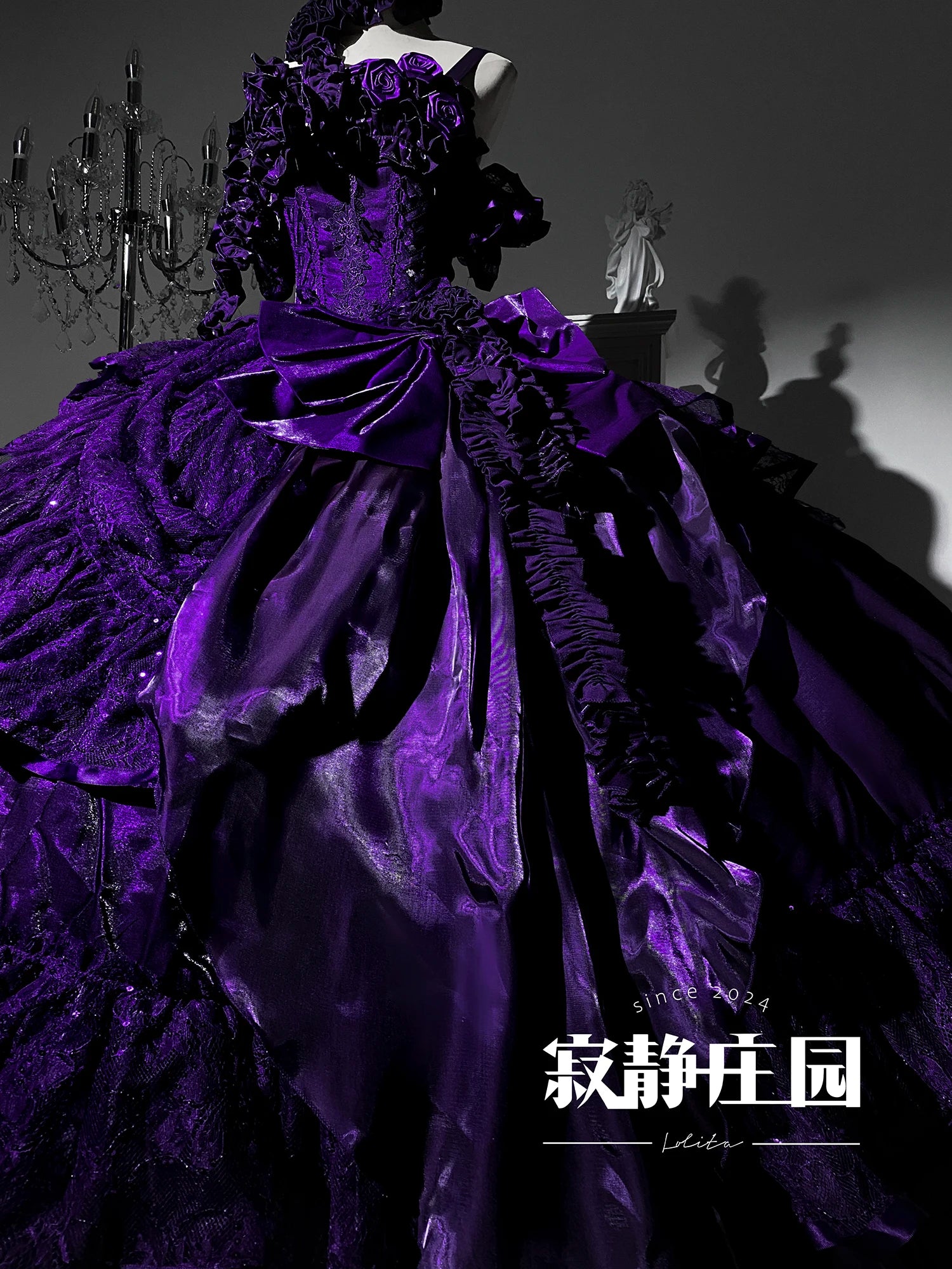 Original Purple Lolita Dark Gothic Fishbone Long Dress 2025 Halloween Christmas Cos Maxi Dresses for Women Sweet Wedding Dress