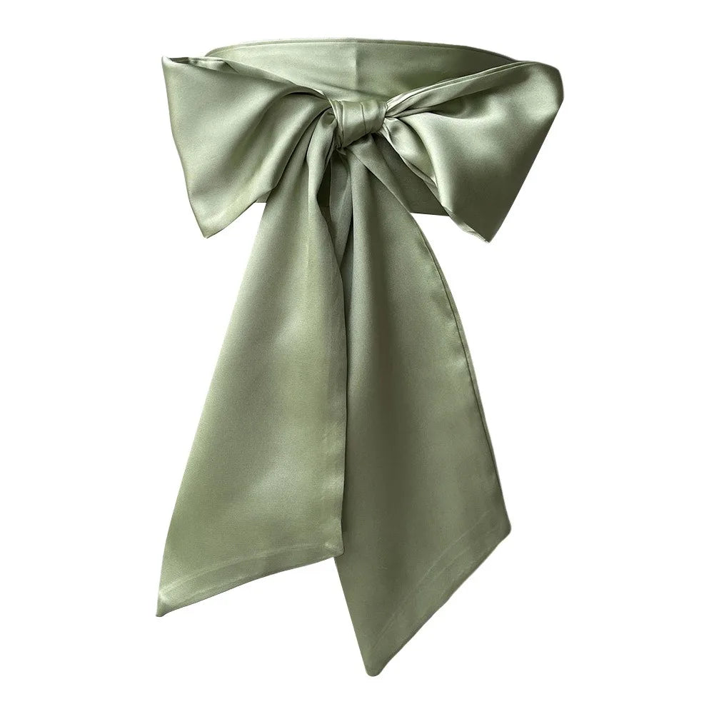 Satin Silk Parisian Bow Corset Waist Belt Decorative Wide Bowknot Fabric Ribbon Cummerbunds DIY Waist Cover For Women Lady Girl Bridal