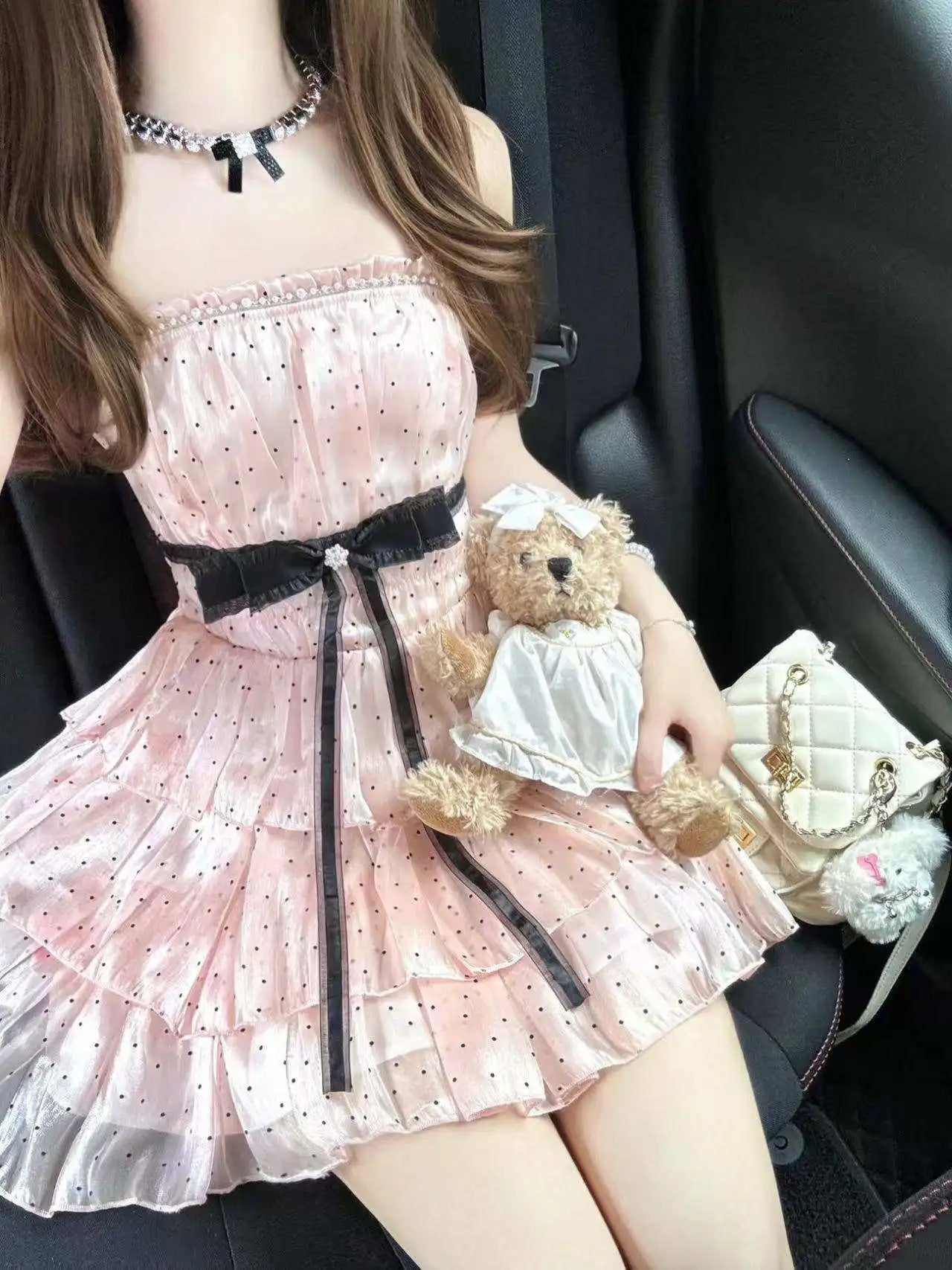 The Madeleine Pink Polka Dot Manteau | Parisian Bow Evening Mini | French Heritage A-Line Frock | 2026 Spring-Summer Atelier Collection