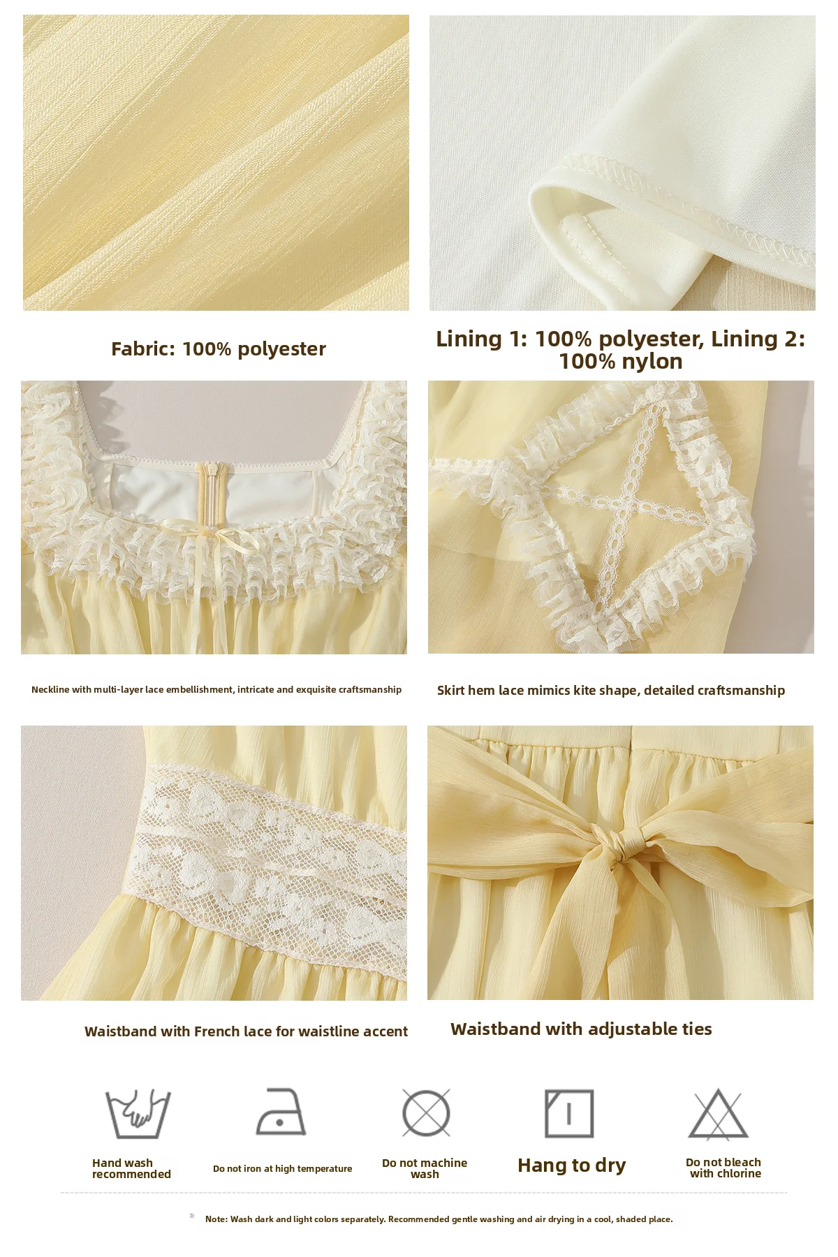 The Provence Lemon Lace Gown | Bubble Sleeve Countryside Midi | Waist-Cinching Princess Dress | Parisian Princess