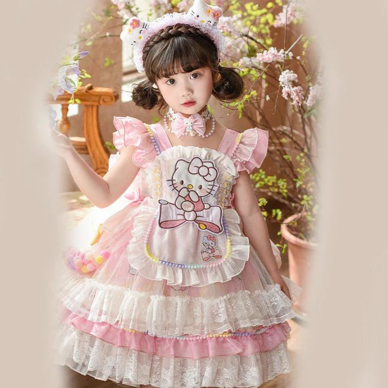 cute Hello Kitty Dress Lolita Girls Party Skirt Girl Kid's Dress Children's Clothes Girls Clothes Kawaii Anime Birthday Gift