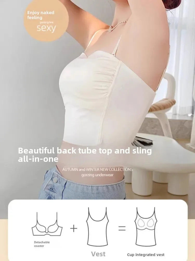 The Riviera Seamless Bra-Top Camisole | Built-In Cup Vest Bra | Removable Straps | Parisian Princess