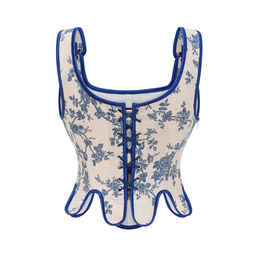 The Versailles Brocade Corset | Gothic Vintage Overbust Bustier | Double Strap Lace-Up Top | Parisian Princess