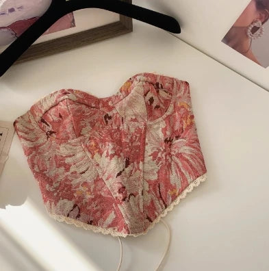 Slimming Parisian Corset Tanks Top Elegant Basic Crop Top  Women Bustier