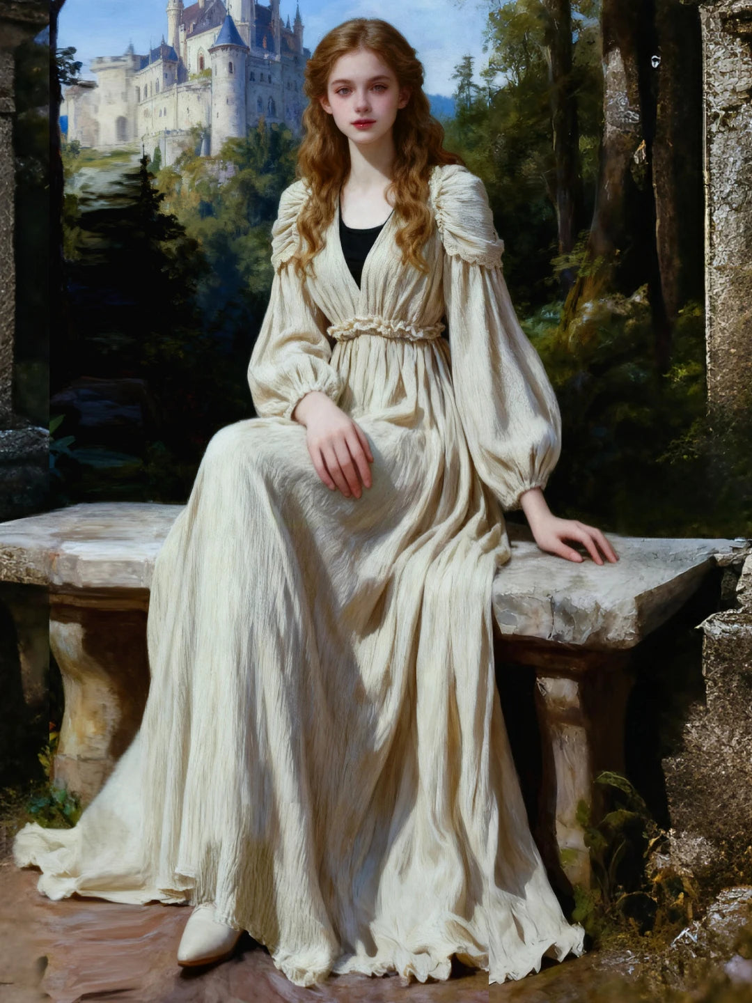 Parisian Winter Women Dress Full Lantern Sleeve Long Floor Length Ladies S-L Vintage High Waist Thick Velvet 2025 New