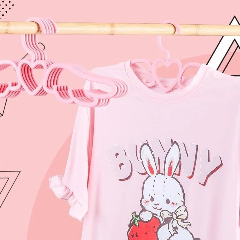 5-25PCS Heart Space Saving Pink Hangers,Durable Non-Slip Hangers for Clothes Dresses Shirts Pants ,Household Wardrobe Organizer