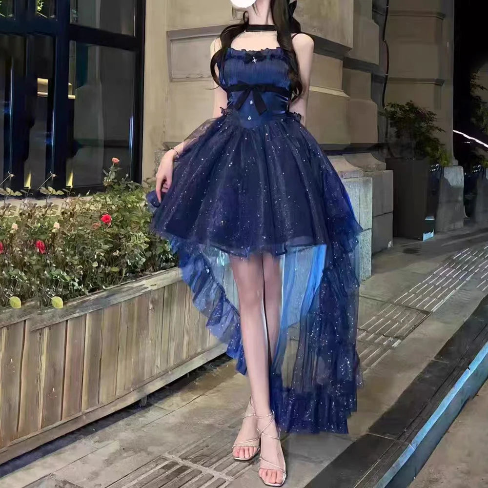 Gothica Parisian Waist Wrapped, Slim and Sparkling Tailed Dress Short Skirt for Women