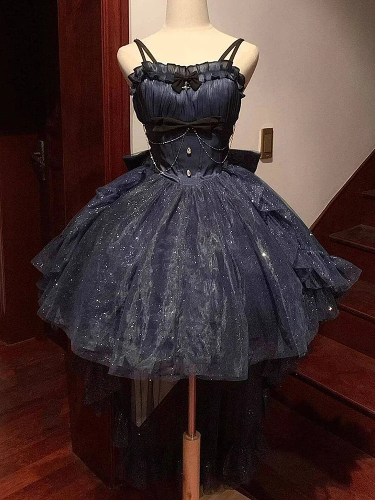 Gothica Parisian Waist Wrapped, Slim and Sparkling Tailed Dress Short Skirt for Women