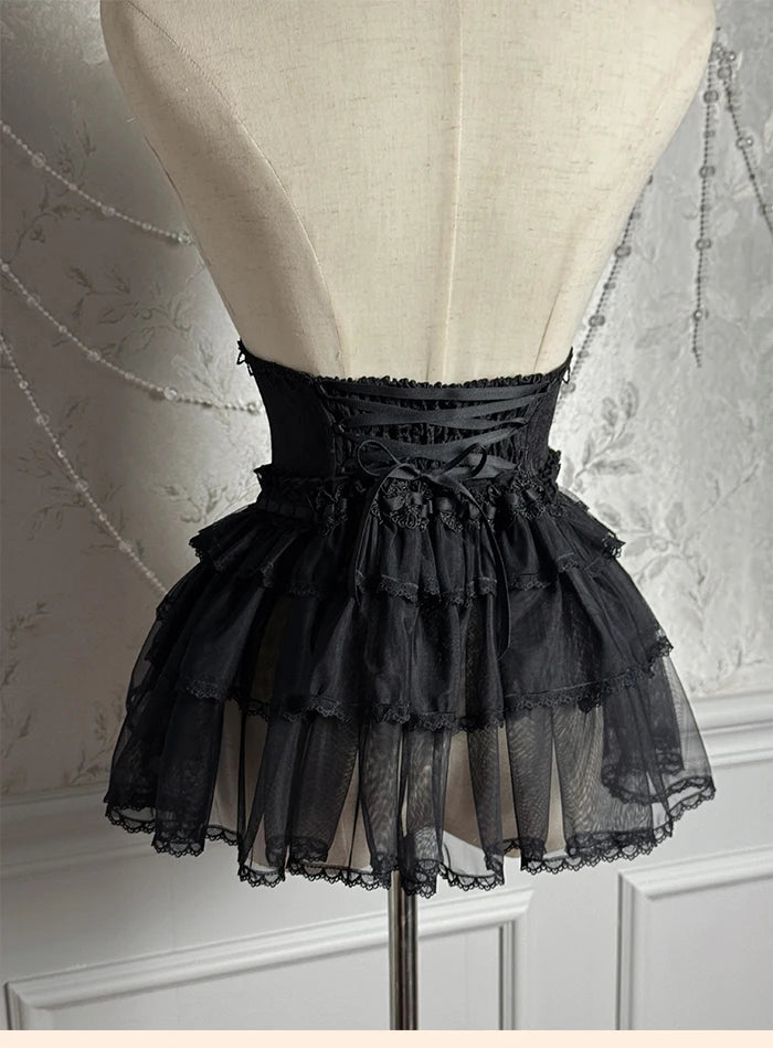 The Versailles Layered Tulle Corset | Jacquard Lace-Up Bustier | Pre-Order Exclusive | Parisian Princess