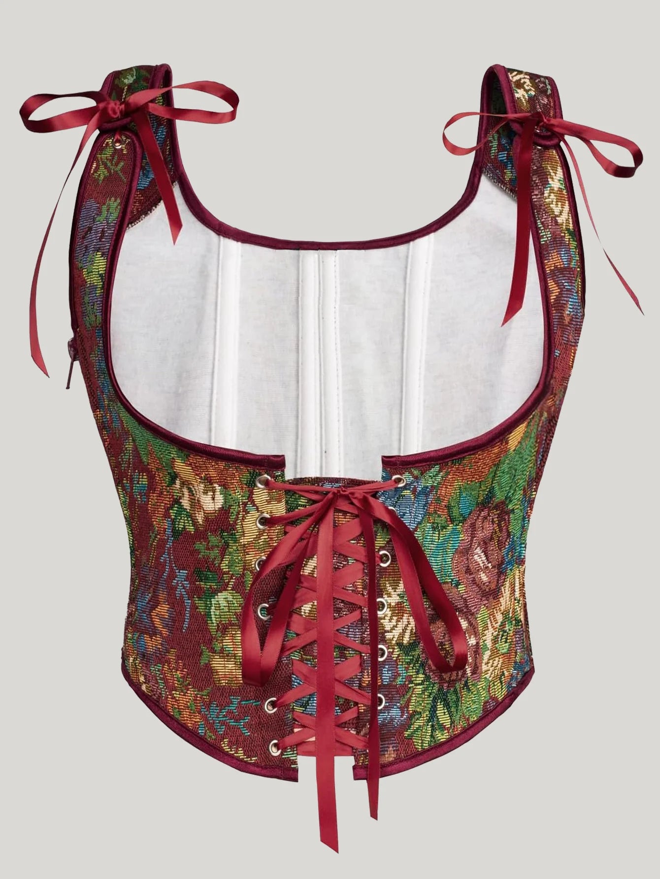 Women Renaissance Corset Floral Underbust Corset Tops Vintage Boned Corselet Belt Gothic Bustiers Corsets Vest Shaper Lace Up