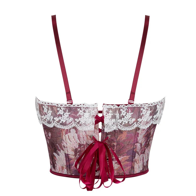 The Trianon Double-Halter Corset | French Lace Layering Strapless Top | Single-Layer Ribbon Back Bustier | Parisian Princess