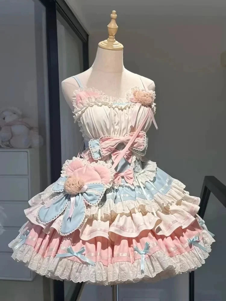 The Madeleine Lolita Mini | French Solid A-Line Party Dress | O-Neck Tatting Short Sleeve Vestido | Parisian Princess