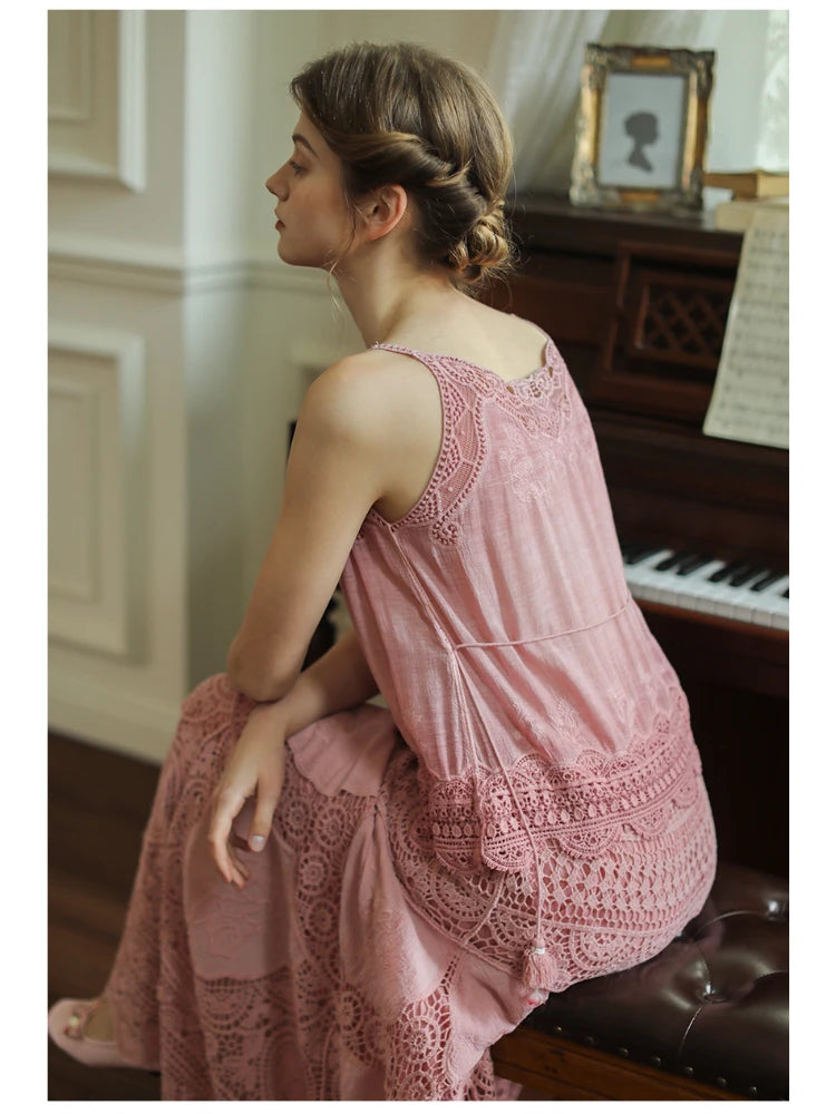 96cm Bust Summer Dress Victoria Vintage Exquisite Embroidery Lace Cape Wedding Dress Elegant Comfortable Cotton Maxi Dress