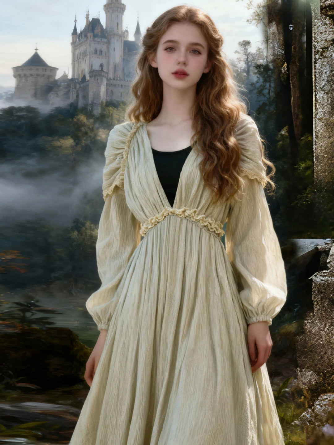 Parisian Winter Women Dress Full Lantern Sleeve Long Floor Length Ladies S-L Vintage High Waist Thick Velvet 2025 New