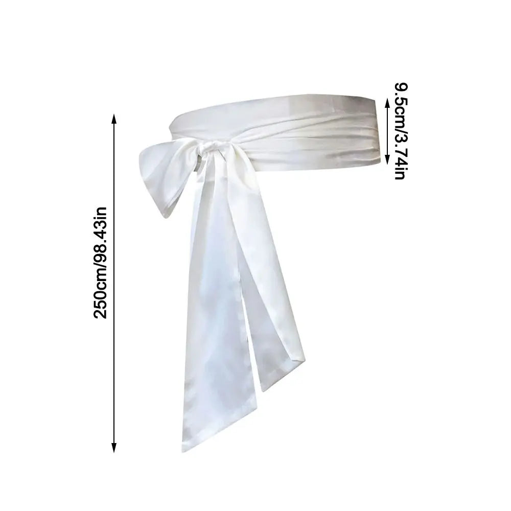 Satin Silk Parisian Bow Corset Waist Belt Decorative Wide Bowknot Fabric Ribbon Cummerbunds DIY Waist Cover For Women Lady Girl Bridal