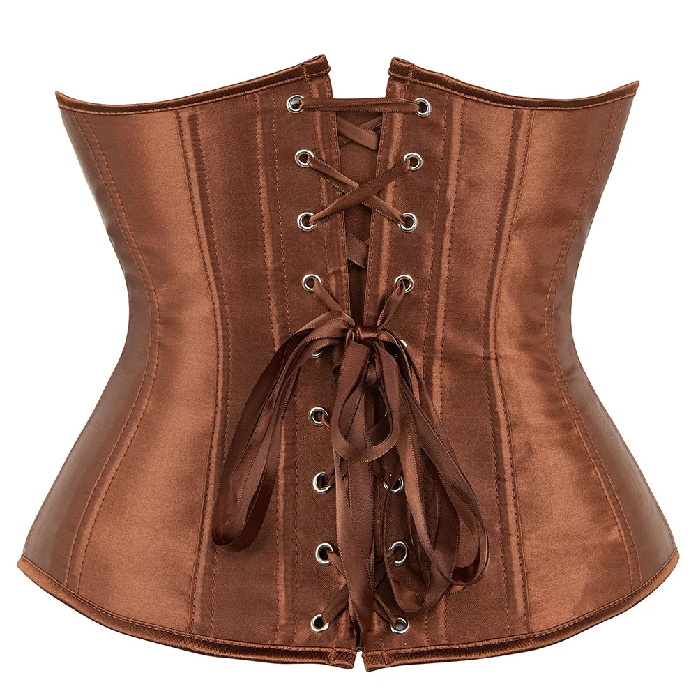 Underbust Corset Sexy Waist Slimming Corset Bustiers Body Shaper for Women Steampunk Lace-up Corset Belt Waist Trainer