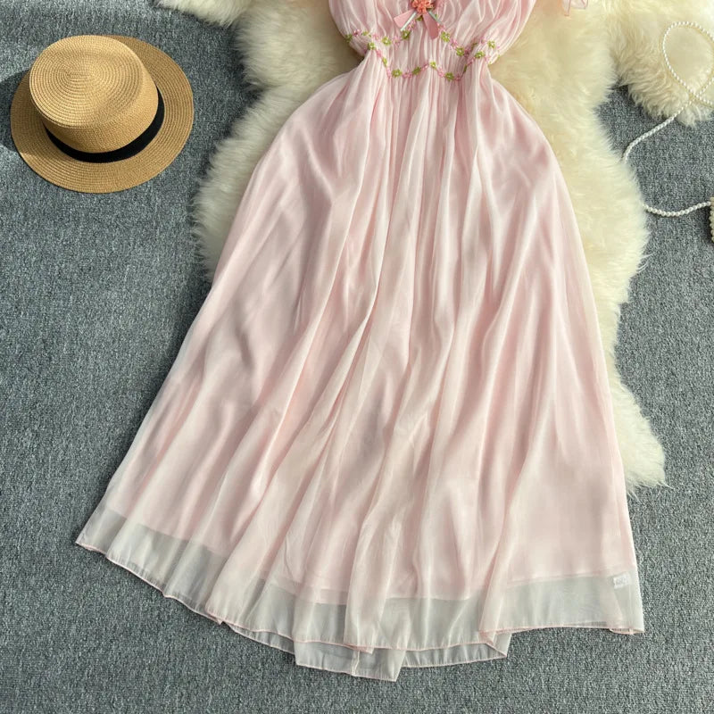 The Romantic "Enchanted" French Long Dress | Sweet Fairy Birthday Gown & Gentle Romantic Style | Parisian Princess